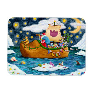 MAGNET FLEXIBLE CHAUSSURES NÉERLANDAISES PÈRE NOËL SHIP, ICEBERGS,