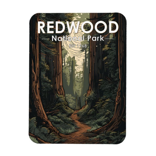 Magnet Flexible Chemin d'illustration du parc national Redwood Vin (Vertical)