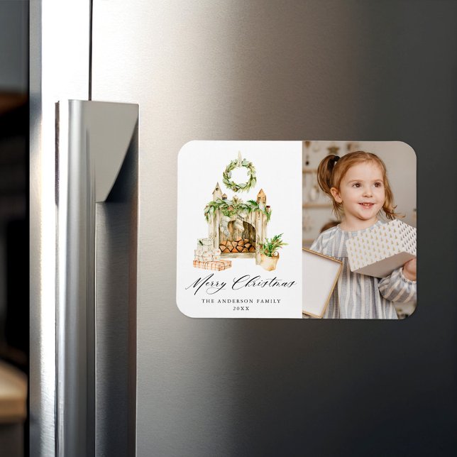 Magnet Flexible Cheminée Boho Aquarelle Avec Végétation Photo (Créateur téléchargé)