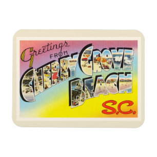 Magnet Flexible Cherry Grove Beach Caroline du Sud SC Vieux carte 