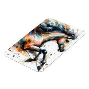 Magnet Flexible Cheval courant à l'aquarelle abstraite