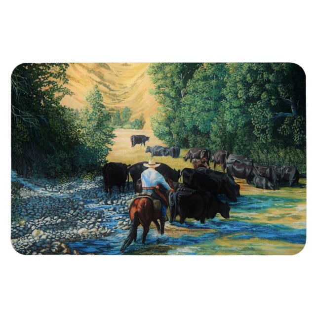 Magnet Flexible Cheval de l'Ouest/troupeau de bovins Angus noirs/c (Horizontal)