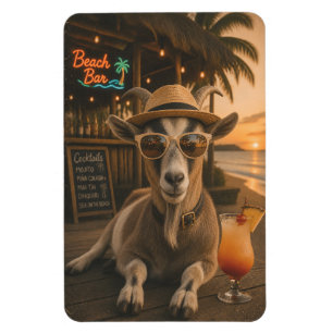 Magnet Flexible Chèvre de plage cool avec cocktail