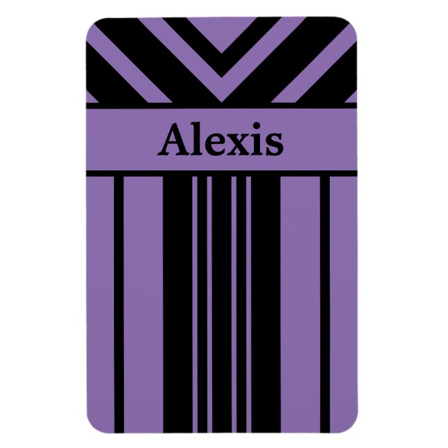 Magnet Flexible Chevrons à rayures noires et violettes avec votre  (Vertical)