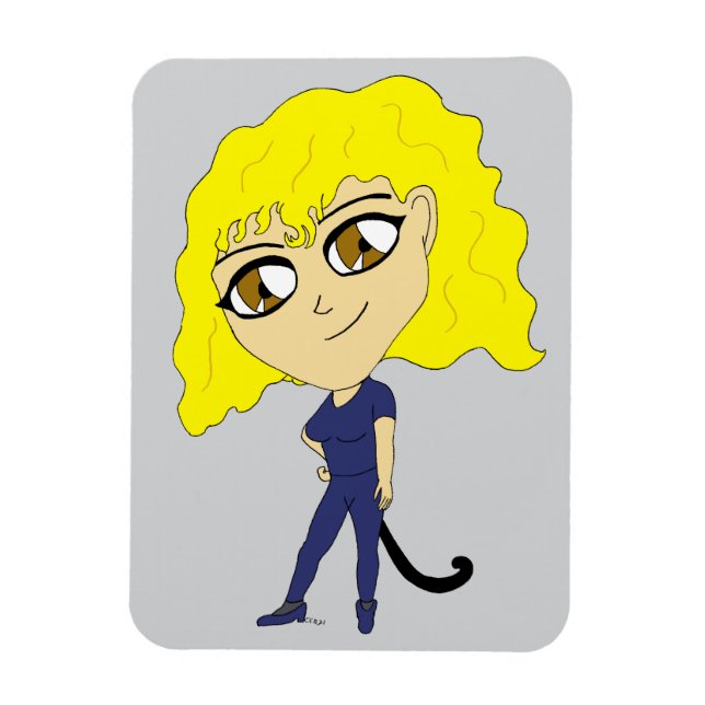 Magnet Flexible Chibi avec un chat comme une queue (Vertical)