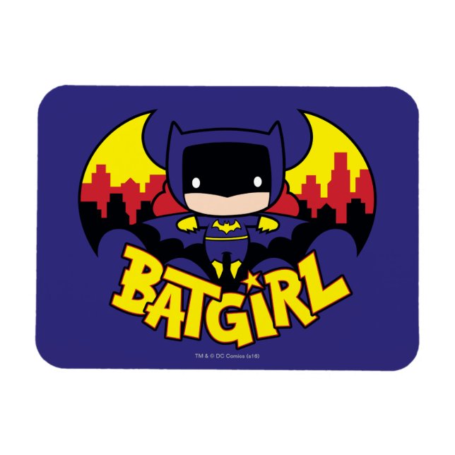 Magnet Flexible Chibi Batgirl avec Gotham Skyline & Logo (Horizontal)