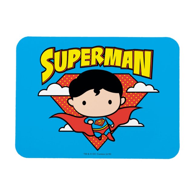 Magnet Flexible Chibi Superman Polka Dot Shield et nom (Horizontal)