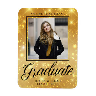 Magnet Flexible Chic Graduate Photo Gold Sparkle 2025 Graduation