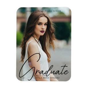 Magnet Flexible Chic Graduation Photo manuscrite Script superposit