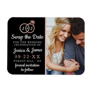 Magnet Flexible Chic Monogramme Mariage Anneaux Enregistrer Ou Éch