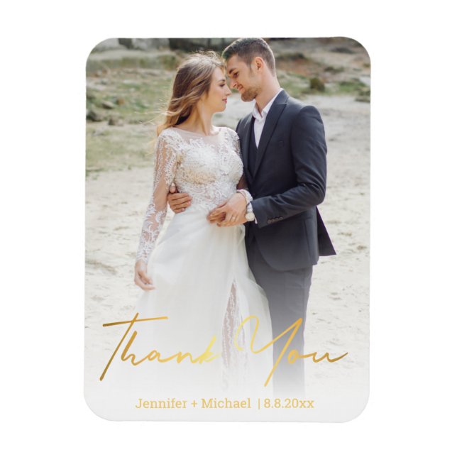 Magnet Flexible chic or manuscrit mariage photo merci (Vertical)