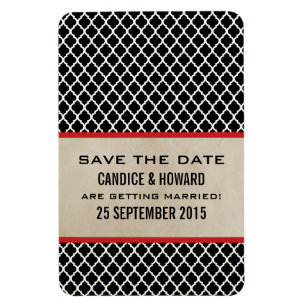 Magnet Flexible Chic Quatrefoil Enregistrer l'aimant de date, roug