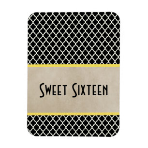 Magnet Flexible Chic Quatrefoil Sweet 16 Magnet, Jaune