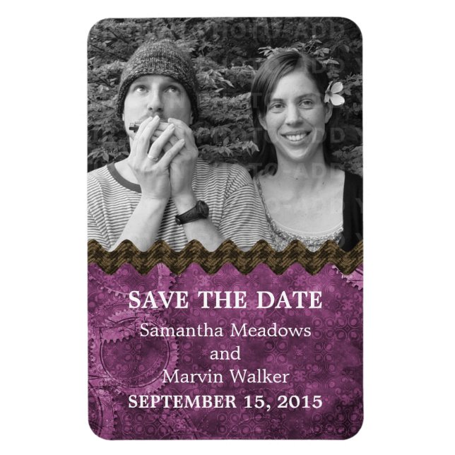 Magnet Flexible Chic Steampunk Photo Enregistrer l'aimant de date, (Vertical)