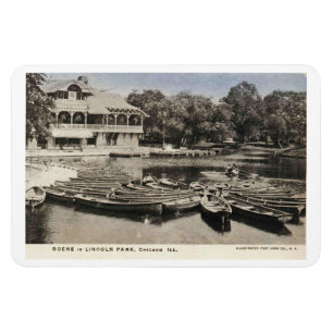 Magnet Flexible Chicago IL, Scène dans Lincoln Park, Vintage 1908