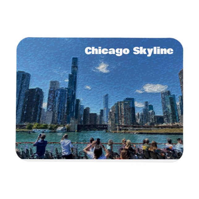 Magnet Flexible Chicago, Illinois Abstrait Skyline (Horizontal)