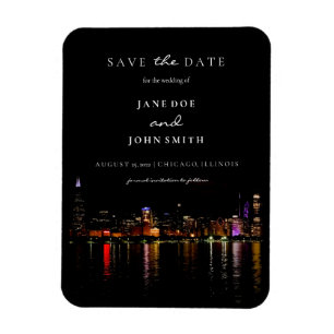 Magnet Flexible Chicago Skyline plat Enregistrer la carte Date