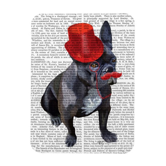 Magnet Flexible Chien à tête rouge avec chapeau rouge et moustache (Vertical)
