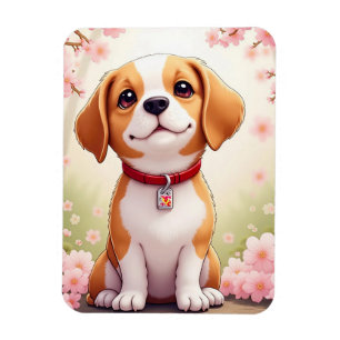Magnet Flexible Chien adorable et fleurs