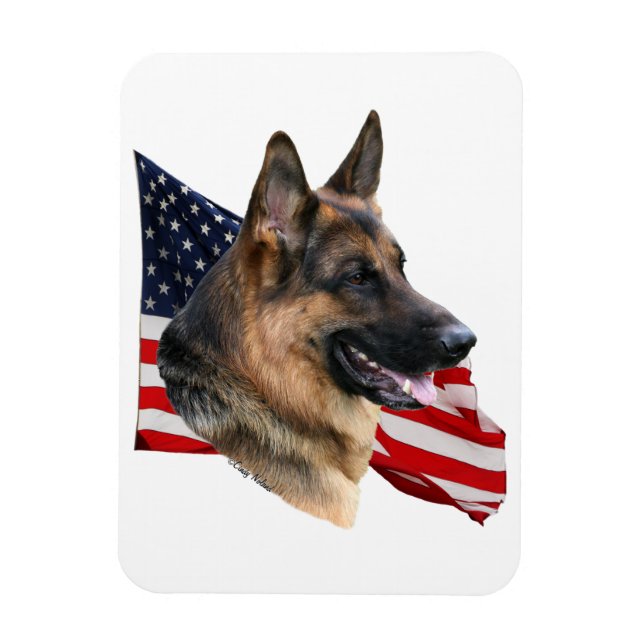 Magnet Flexible Chien berger allemand tête avec l'aimant drapeau (Vertical)