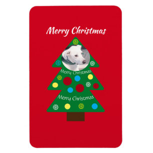 Magnet Flexible Chien blanc mignon Coloré Arbre de Noël Rouge