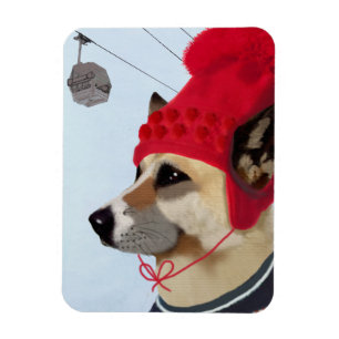 Magnet Flexible Chien dans le chandail de ski
