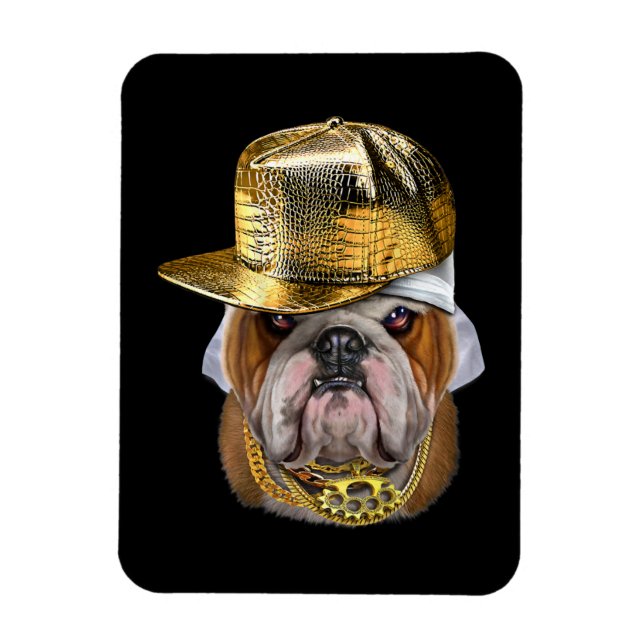 Magnet Flexible Chien de taureau anglais grincheux portant Rapper  (Vertical)