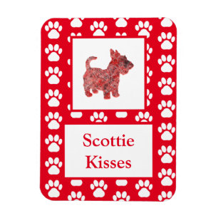 Magnet Flexible Chien écossais embrasse Silhouette dans une grille