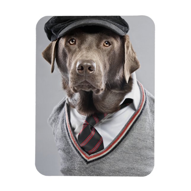 Magnet Flexible Chien en pull et casquette (Vertical)