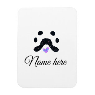 Magnet Flexible Chien patte noir animal ajouter nom texte animal p