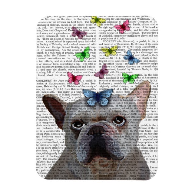 Magnet Flexible Chien-taureaux et papillons français blancs (Vertical)