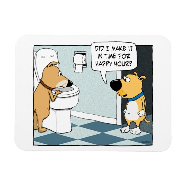 Magnet Flexible Chiens amusants Happy Hour à Toilet Bowl (Horizontal)