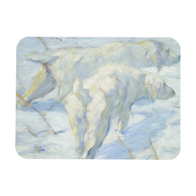 Magnet Flexible Chiens de Sibérie dans la neige (Horizontal)
