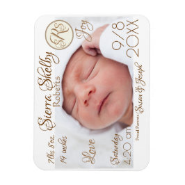 Magnet Flexible Chiffre de naissance bébé Statistiques et photo Mo