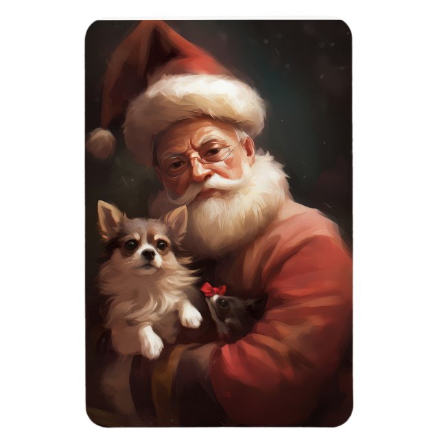Magnet Flexible Chihuahua avec Noël Festif du Père Noël (Vertical)