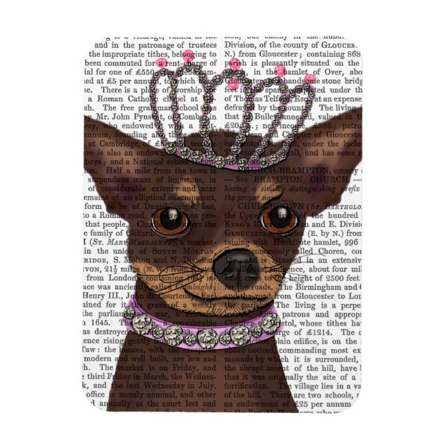 Magnet Flexible Chihuahua Brown Et Tiara (Vertical)