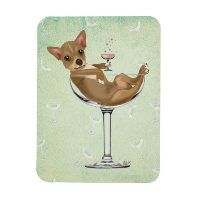 Magnet Flexible Chihuahua en verre de cocktail (Vertical)
