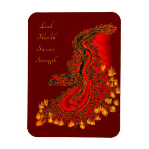 Magnet Flexible Chine Dragon rouge et or design