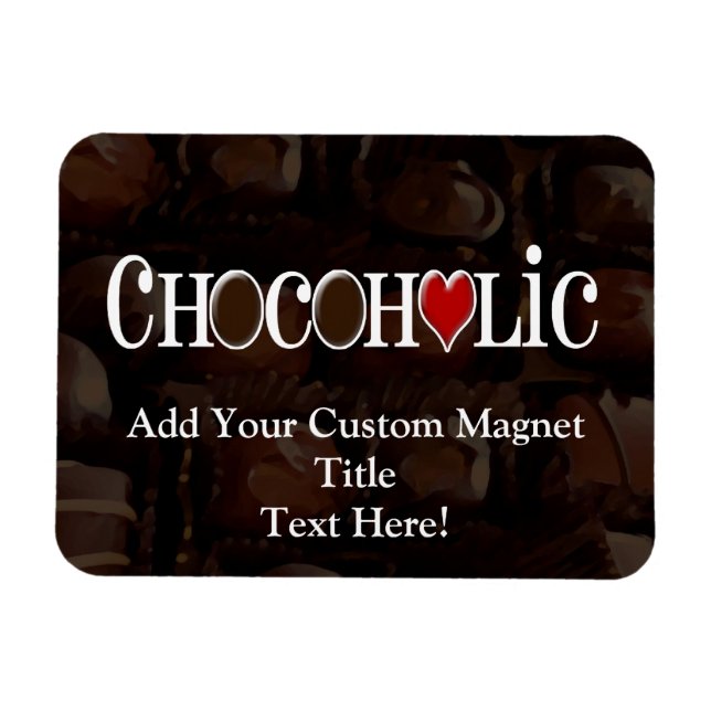 Magnet Flexible Chocoholic, Brown foncé et Coeur rouge Conception  (Horizontal)