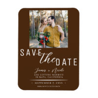 Chocolat Brown Enregistrer la date Photo Mariage