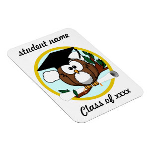 Magnet Flexible Chouette de diplôme en dessin humoristique avec C
