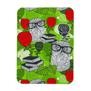 Magnet Flexible Chouette en roses rouges