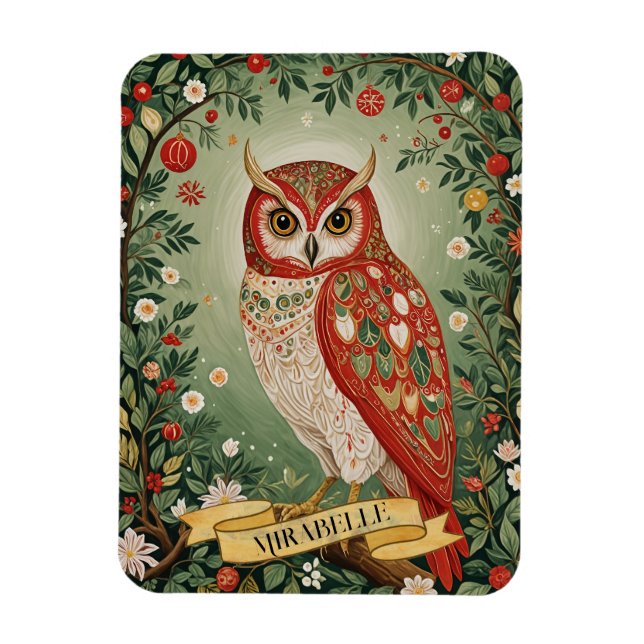 Magnet Flexible Chouette Festive Foliage Personnalisée (Vertical)