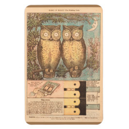 Magnet Flexible Chouette vintage adorable automate enfant bleu bru