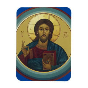 Magnet Flexible Christ Pantocrator byzantin Mosaïque ronde Art