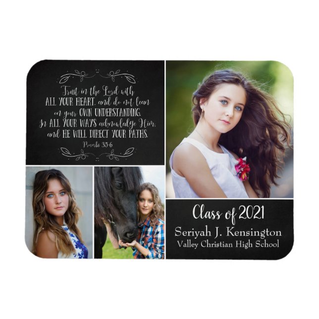 Magnet Flexible Christian Bible Verse Graduation Photo Collage (Horizontal)