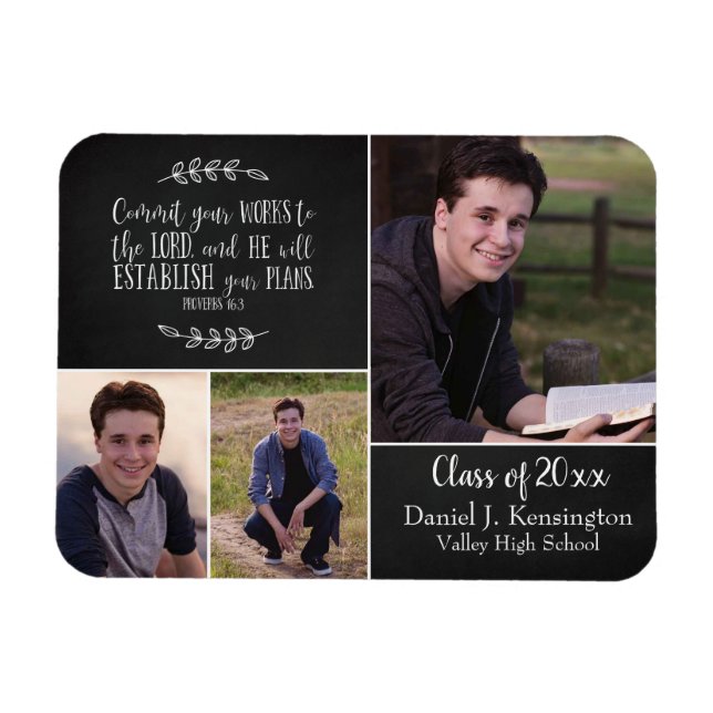 Magnet Flexible Christian Bible Verse Graduation Photo Collage (Horizontal)