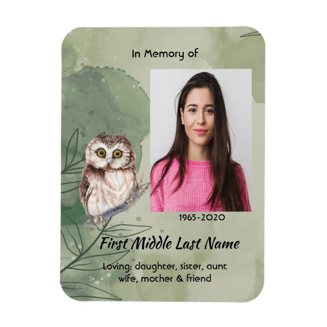 Magnet Flexible Christian Memorial Keepsake Cute Owl Bird (Vertical)