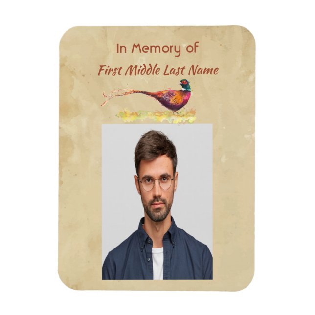 Magnet Flexible Christian Memorial Photo Invite Pheasant Bird Art (Vertical)