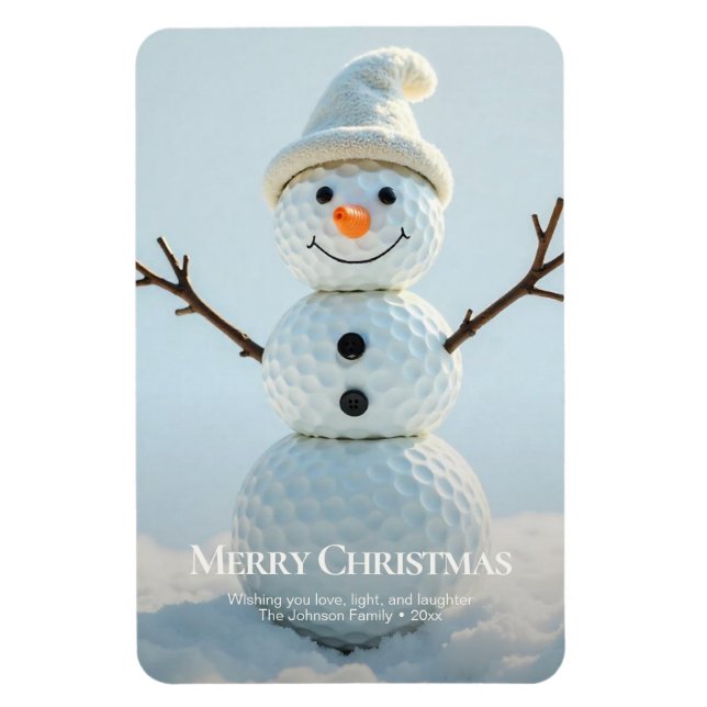 Magnet Flexible Christmas Golf Ball Snowman (Vertical)